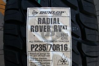 Four Brand New 235 70 16 Dunlop Rover RVXT Tires 104S OWL *SHIPPING 