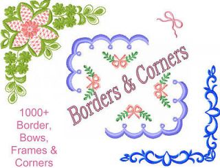 Beautiful Borders, Corners, Frames & Bows  1000+ Machine Designs  Pes 