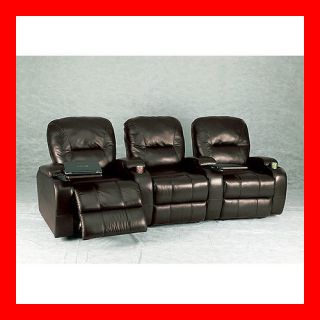   Black Brown 3 Seater Leather Home Theater Group Recliner Furniture
