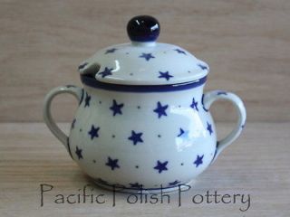 Polish Pottery STARS Sugar Bowl Stoneware from Poland