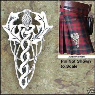 Pewter Scottish Thistle and Knotwork Kilt Pin SCA fnt