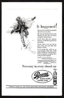   old original VINTAGE Pyrene Fire Extinguisher Manufacturing print AD