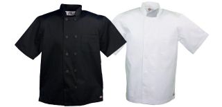 NWT Dickies Economy CW070306 Black or White Short Sleeve Twill Chef 