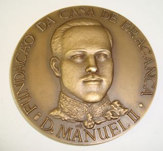 Bronze MEDAL Royalty D.MANUEL II BRAGANZA last KING PORTUGAL Coat Arms 