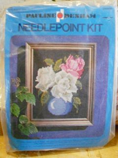 Vintage Needlepoint Floral Roses in Vase Kit