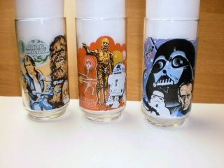1977 Burger King Star Wars Glasses Darth Vader, Chewbacca, R2 D2 