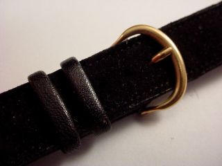   lightly used 1950s Bulova Leather watch band Gold filled buckle 11/16