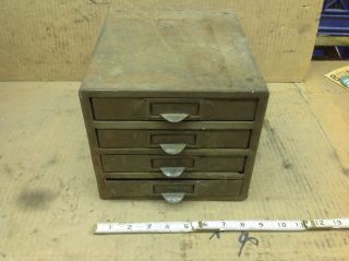   Small 4 Drawer Metal Industrial Organizer Tool Parts Box Cabinet #1