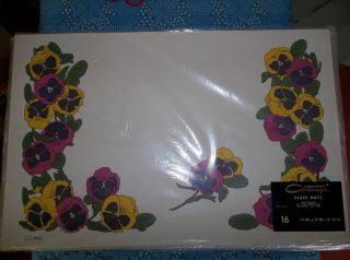 Vintage new NIP placemats 6 pkgs/16 per pkg paper flowers pansies 