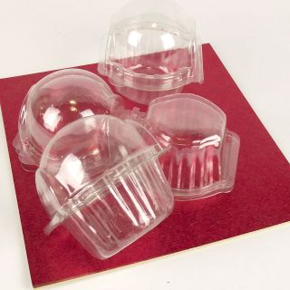 LARGE Clear PVC Cupcake Muffin Hinged Pod Box Case Quantity of 10 
