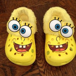 Spongebob Croc style shoes boy girl LINED fall winter size 8 9