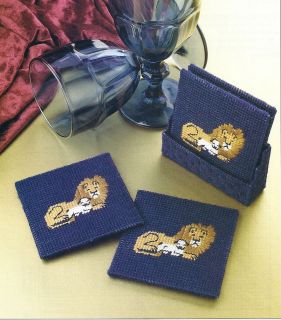 THE LION & THE LAMB COASTER SET   PATTERN ONLY**PLASTIC CANVAS 