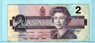 1986 Bank of Canada Canadian Paper Currency 2 Dollar bill (LOT 5)