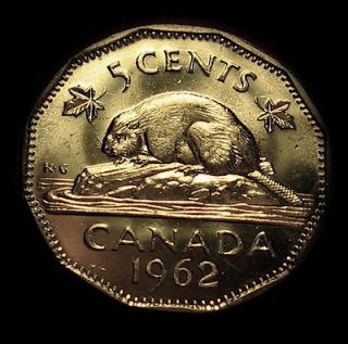 1962 Canadian Nickel BU MINT FROM ROLL LOTS OF LUSTER