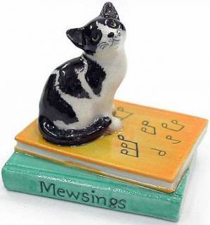 NORTHERN ROSE Figurine Black and White Cat Mewsings