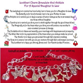   Law Charmed Anklet Special Poem + organza Bag with 2x4 card gift set