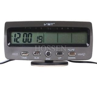 In & Out Car Thermometer Time Clock Voltage Meter Monitor LCD with 3M 