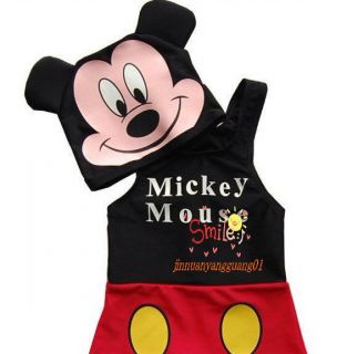Hot Sale Disney Mickey Mouse Cute Cartoon Swimwear +Bathing Cap For 