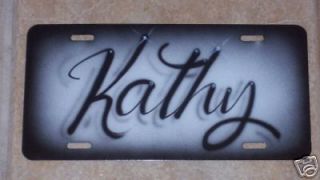 AIRBRUSHED PERSONALIZED LICENSE PLATE GRAY NEW CAR TAG