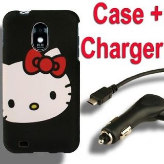 Case+Car Charger for Samsung Epic 4G Touch F Hello Kitty Galaxy S II 2 