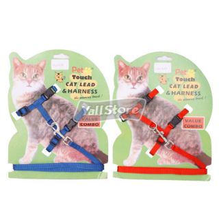 Cat Kitten Belt Adjustable Harness + Lead Leash Blue Pet Cat Harness 