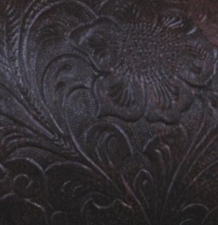 Chestnut Brown Tooled Leather Upholstery Fabric Vinyl Faced 30 x 54 