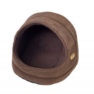 Cat Bed Hooded Igloo Quality Small Medium & Large Brown Suede 