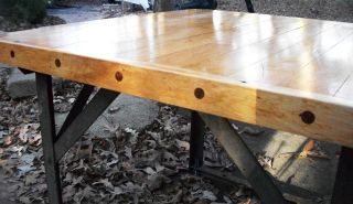 Masterpiece. Reclaimed maple wood table industrial style coffee 