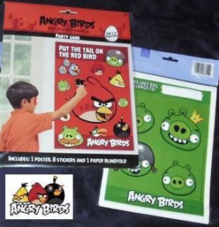   Angry Birds Pin The Party Game + 8 Pig Goody Bags Birthday Supplies