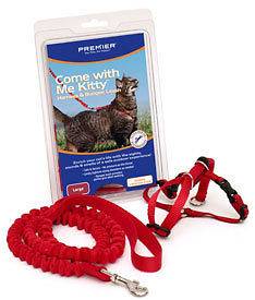   With Me Kitty Cat Harness & Bungee Lead Leash Set S M L 6 Colors