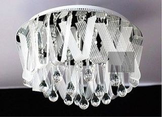   Crystal w/ Glass Flushmount Ceiling Light Lamp Fixture Chandelier E9