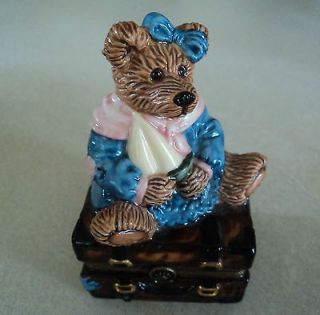   Pottery Trinket Box Boyds Teddy Bear 1E/2014 #98 9 Ceramic Baby Girl