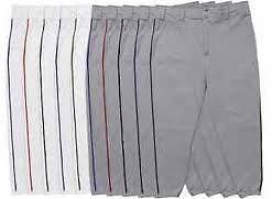 BASEBALL PANTS YOUTH BELTED, WHITE WITH RED PIPING, CHAMPRO BRAND