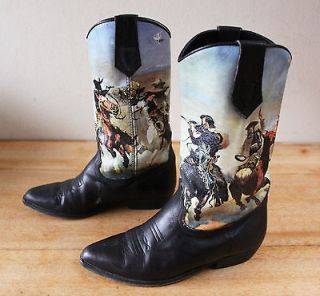 Vtg Seychelles Hand Painted COWBOY BOOTS Limited Edition White and 
