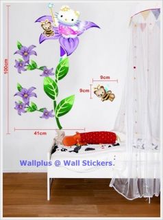 Hello Kitty Flower Girl Boy Kids Room Wall Stickers Boy Decal Mural 