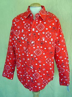 ROCKMOUNT Kids Retro Western Bandana Print Shirt   Red Size Medium