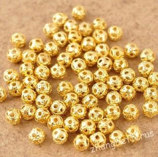 1000 Pcs Gold Plated Spacer Loose Beads Charms Jewelry Findings 4 mm