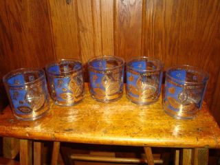 Set of 4 Gold Rimmed Culver, LTD. Antigua Highball glasses