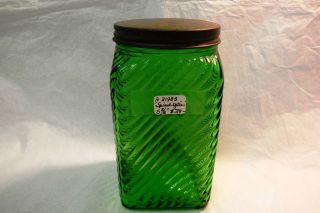 SPIRAL OPTIC CANNISTER JAR 5 3/8 TALL, 2 3/4 SQUARE BY OWENS 