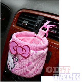 Hello Kitty Pink Ribbon Car Drink Holder Storage Pocket Officially 