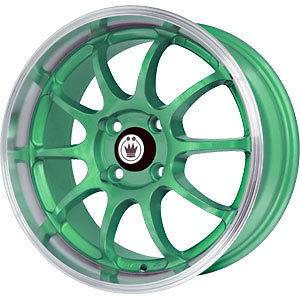 New 15X7 4x100 KONIG Lightning Green Wheels/Rims