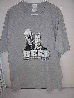 MENS GRAY BEER EVERY ONE NEEDS A HOBBY T SHIRT SIZE XL