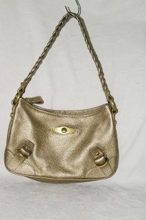 Elliot Lucca Gold Leather Hobo Handbag Purse