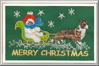 Cardigan Corgi Christmas Card Embroidered by Dogmania