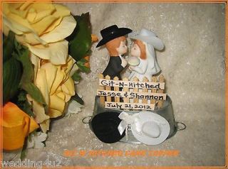 LOVE BUCKET COWBOY GIT N HITCHED WESTERN WEDDING CAKE TOPPER