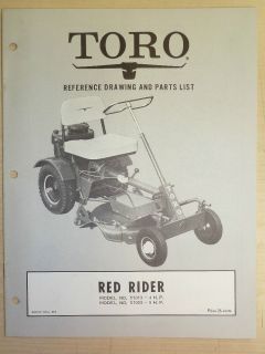 1962 TORO MOWER OPERATING PARTS MANUAL MODEL. RED RIDER BOOK NO. 216