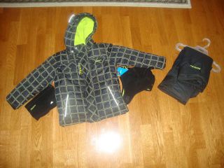   Green Black Snowsuit Set 4 Pc Coat Snowpants Neckwarmer Hat 6X NEW