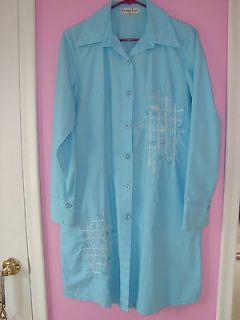   blue button down shirt long shirt muslim hijab abaya size 44 size 8