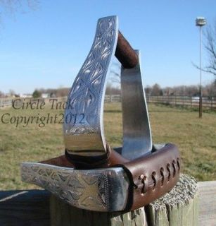Aluminum Etched Western Show Saddle Replacement Stirrups Brw Laced Ft 