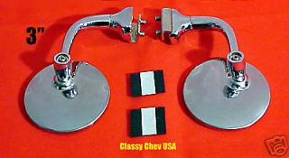 NEW PAIR short arm Peep mirrors 3 Stainless Hot Rod
